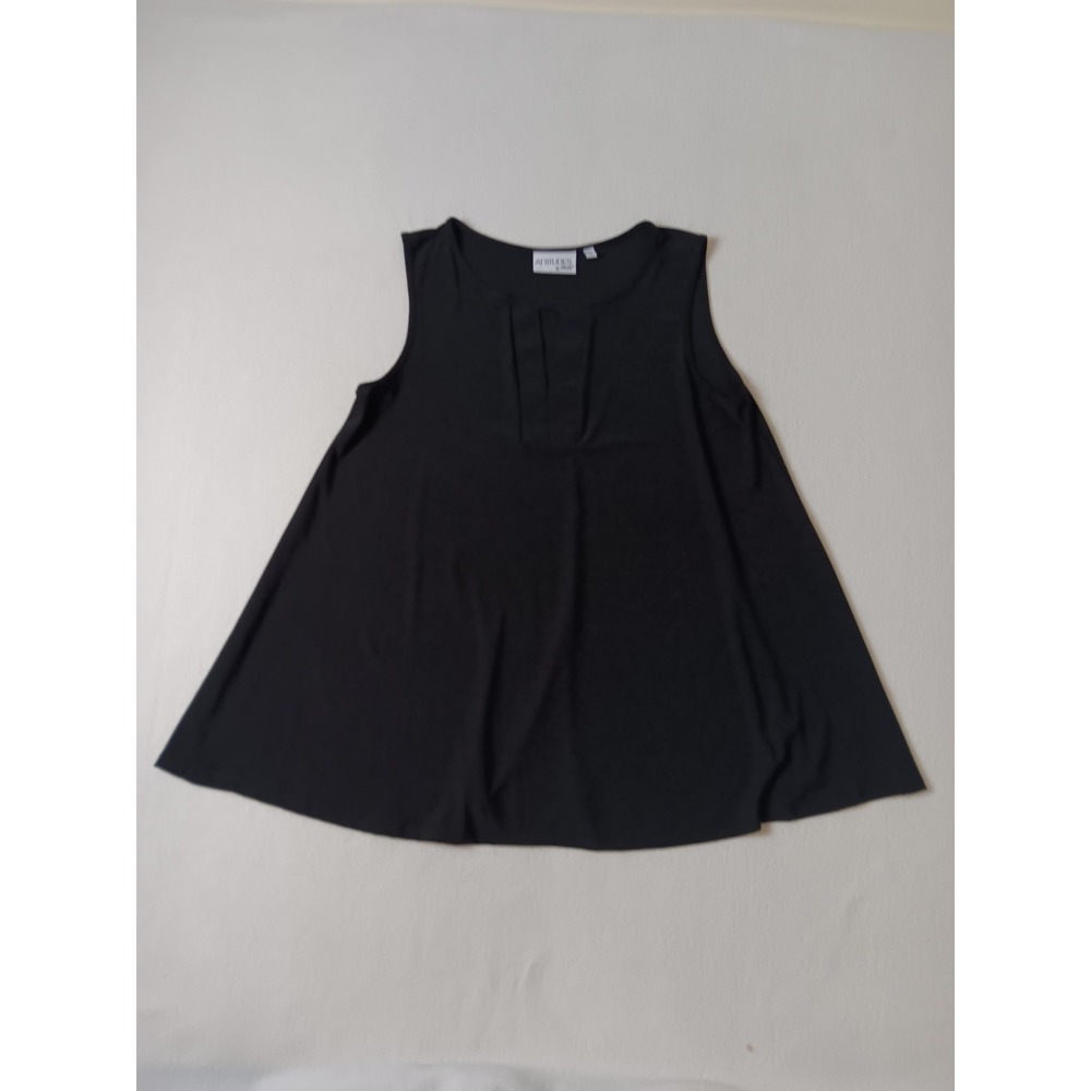 ATTITUDES By Renee Tank Womens XL Black Scoop Neck Pleated Tunic Stretch
